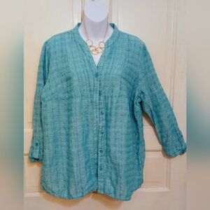 🛍️ BUNDLE ONLY 🛍️Kim Rogers Teal Button-Up Women's Top